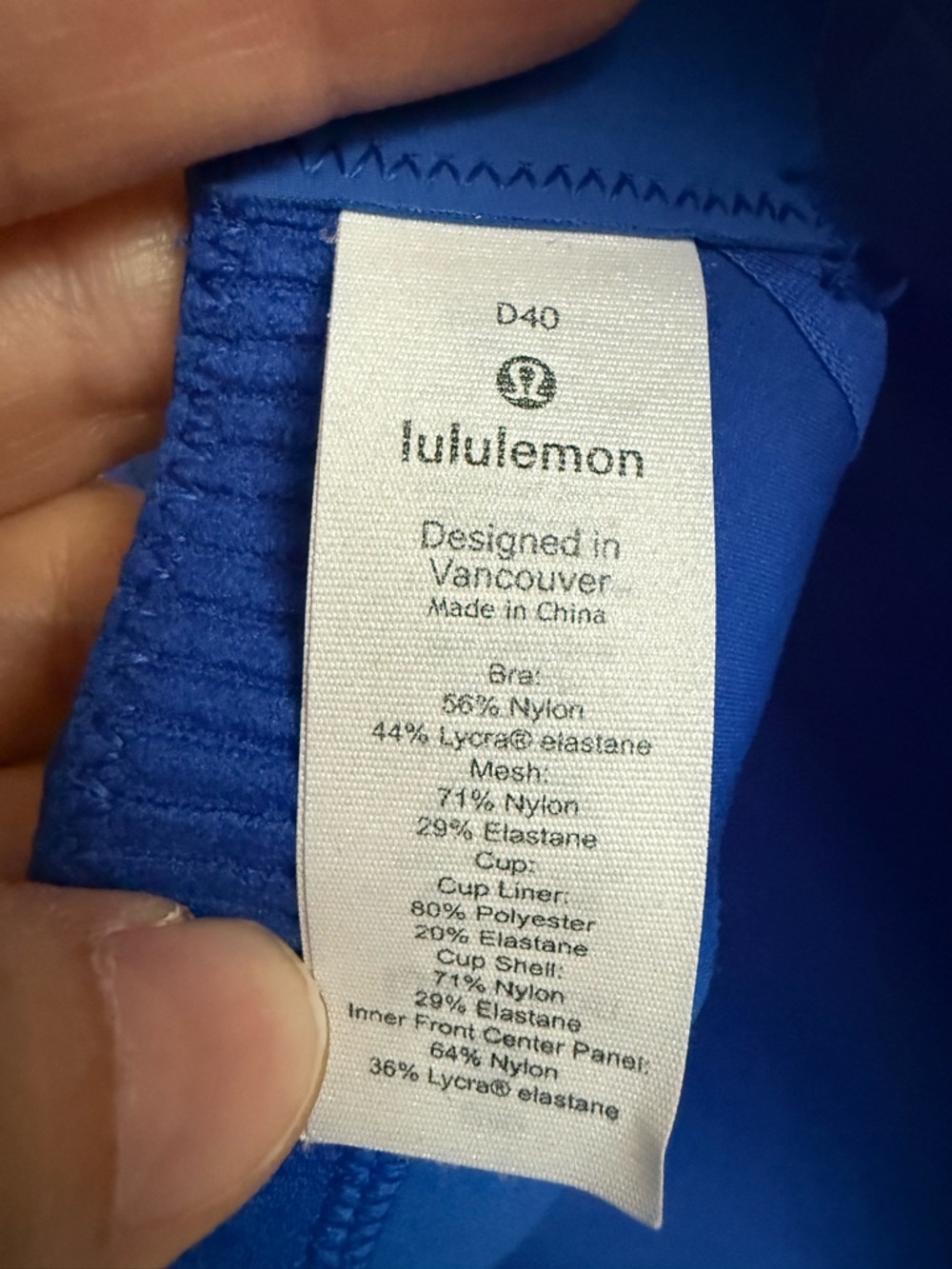 lululemon athletica Swift Speed Cerulean Blue Active Bra, 40D - Picture 3 of 3